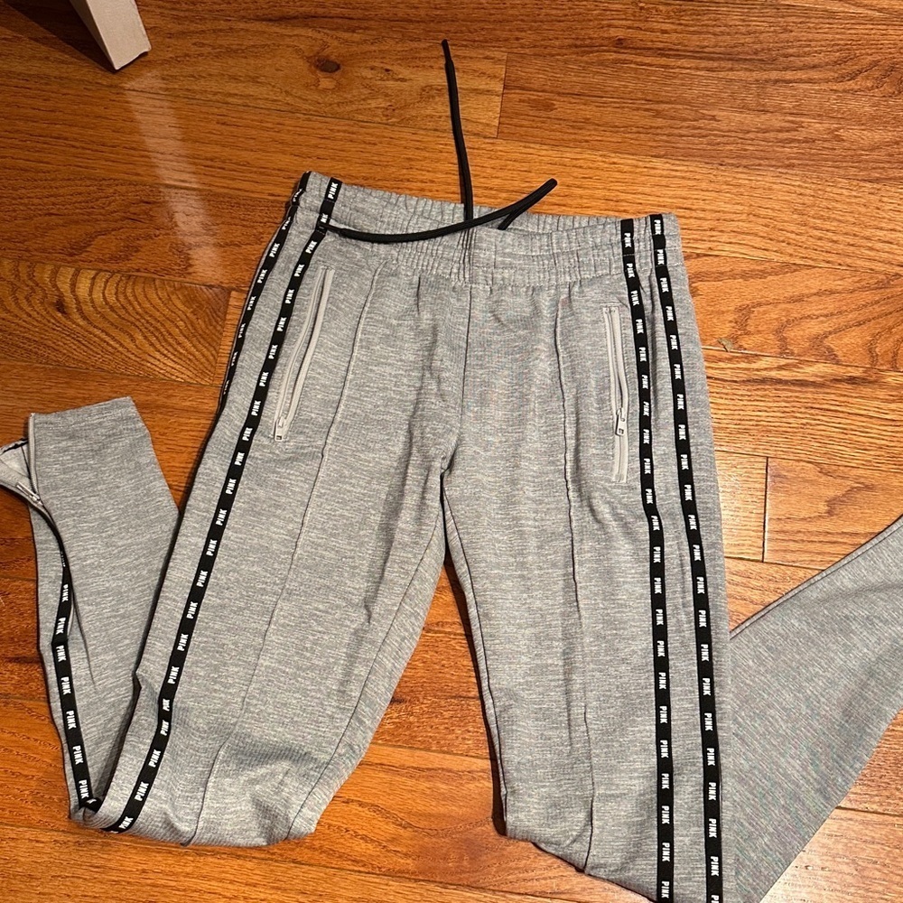 PINK Victoria's Secret Gray Joggers with Black Drawstring